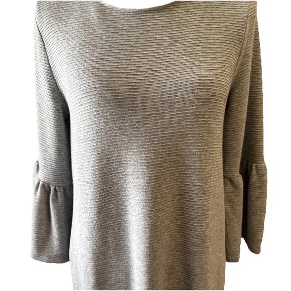 FRENCH CONNECTIONParos Sudan Bell Sleeve Shift Dress In Light Gray Melange Sz 6 - Picture 4 of 12